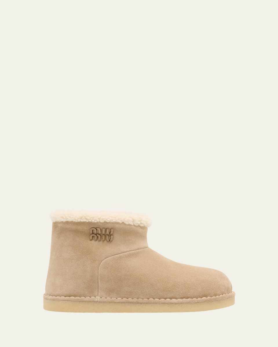Suede Shearling-Lined Booties